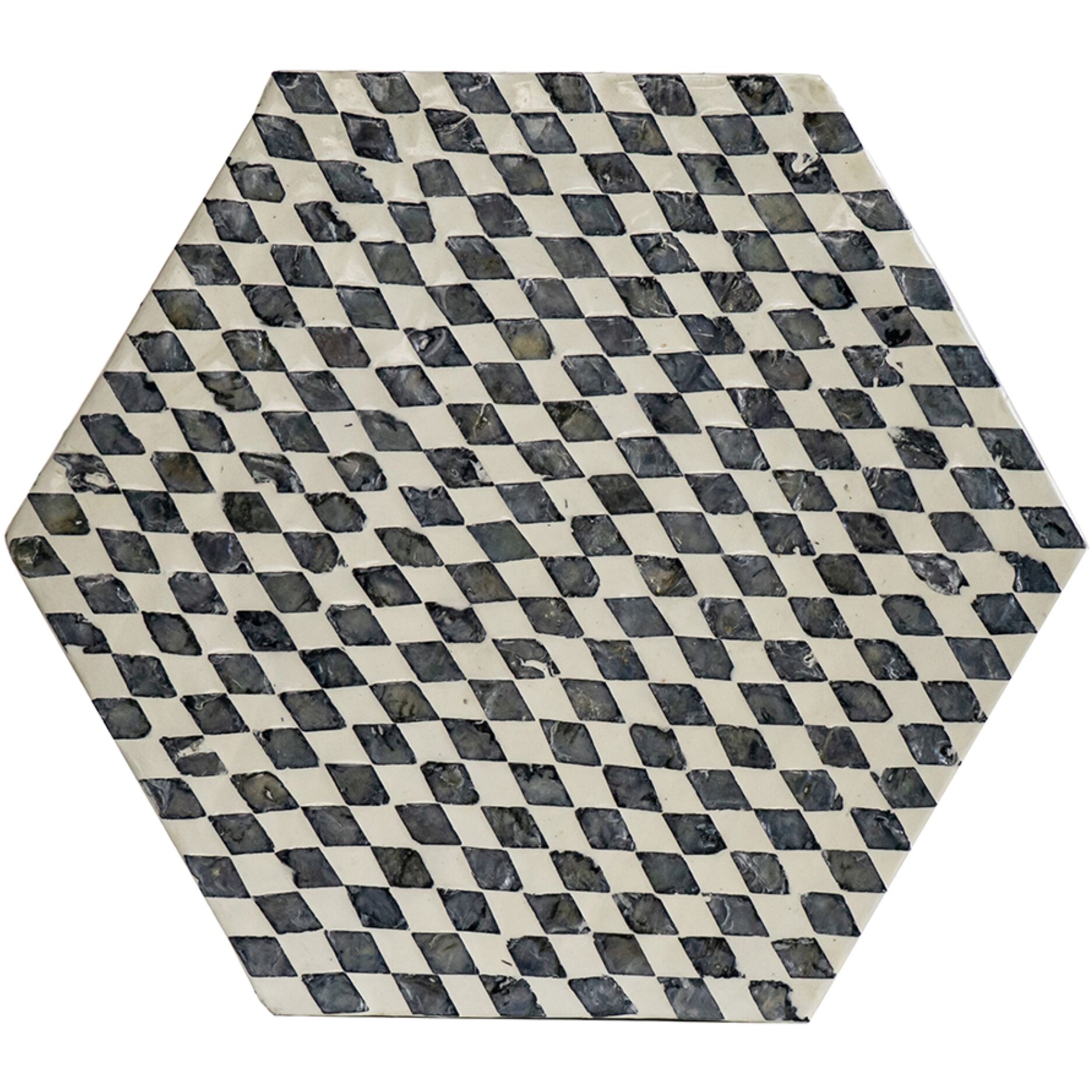 Hexagon 16.5 inch Black and White Stool, Hexagon Tapered