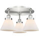 Cone 3 Light 19.5 inch Satin Nickel Flush Mount Ceiling Light in Matte White