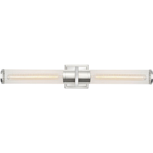Positano LED 29 inch Polished Nickel Bathroom Vanity Wall Light in Clear Ribbed