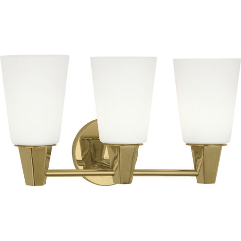 Wheatley 3 Light 17.25 inch Modern Brass Wall Sconce Wall Light in Cased White Glass