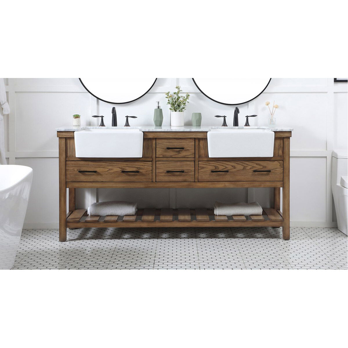 Clement 72 X 22 X 34.13 inch Driftwood Bathroom Vanity Cabinet
