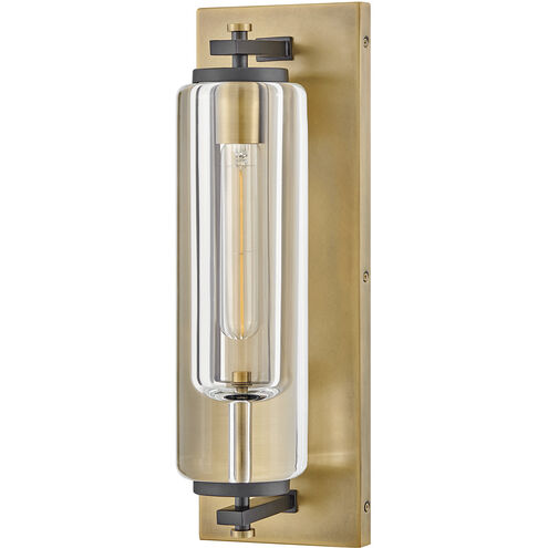 Lourde 1 Light 18 inch Heritage Brass with Black Outdoor Wall Mount