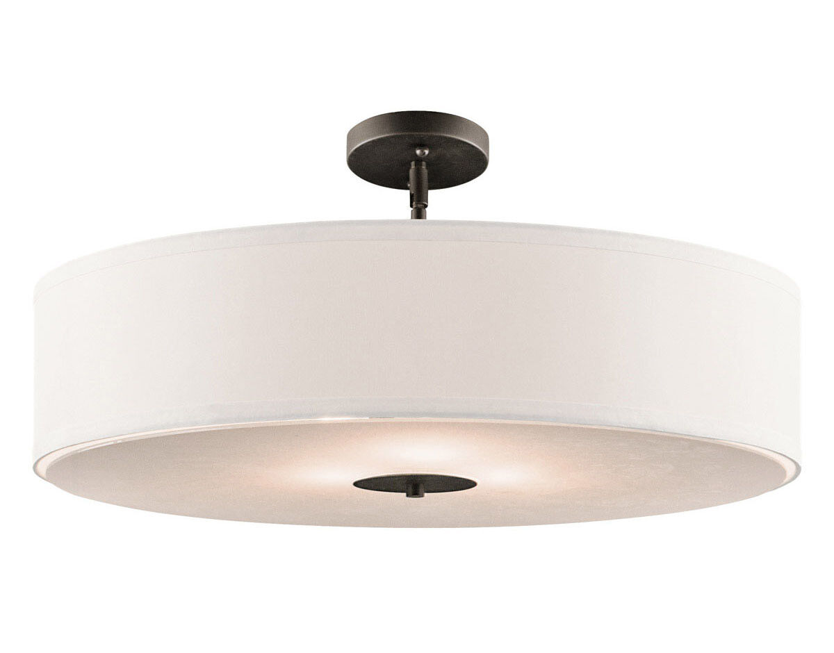 Independence 3 Light 24 inch Olde Bronze Pendant/Semi Flush Ceiling Light in Satin Etched Tempered