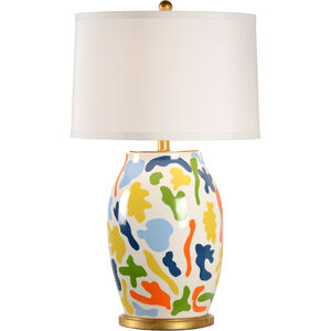 Jamie Merida 34 inch 100.00 watt Yellow/Blue/Green/Orange Glaze/Antique Gold Leaf Table Lamp Portable Light