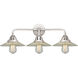 Nouveau 2 Halophane 3 Light 27 inch Polished Chrome Bath Vanity Light Wall Light in Clear Halophane Glass