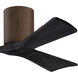 Atlas Irene-3H 42 inch Walnut with Matte Black Blades Ceiling Mount Paddle Fan, Flush Mounted