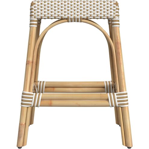 Robias Rectangular Rattan 24.5" Counter Stool in White and Tan Dot