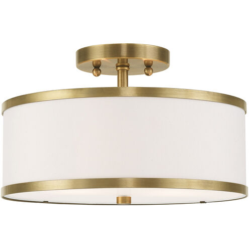 Park Ridge 2 Light 13 inch Antique Brass Semi-Flush Mount Ceiling Light