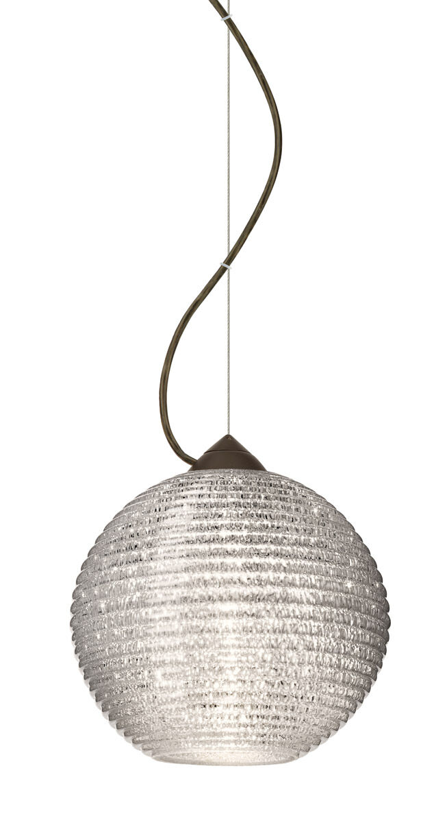 Kristall 8 1 Light Bronze Pendant Ceiling Light in Incandescent, Glitter Glass
