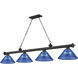 Cordon 4 Light 81.25 inch Matte Black Billiard Ceiling Light in Dark Blue Acrylic