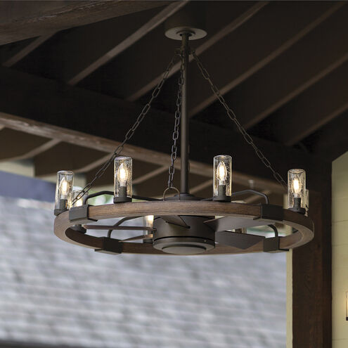 Open Air Sawyer 12 Light 38 inch Sequoia with Iron Rust Outdoor Hanging in Non-LED