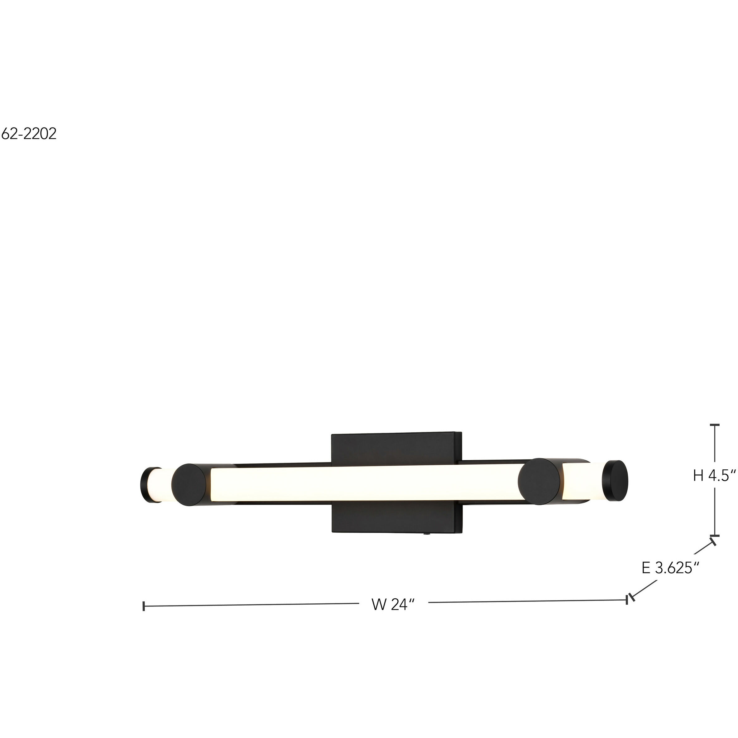 Bowman LED 24 inch Matte Black Vanity Light Wall Light