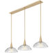 Lunelle 3 Light 52 inch Modern Gold Linear Chandelier Ceiling Light