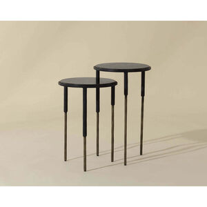 Kyrie 24.5 X 15 inch Black / Antique Brass Nesting End Tables, Set Of 2