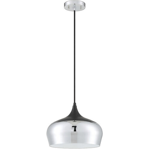 Orian 1 Light 12 inch Chrome and Black Pendant Ceiling Light