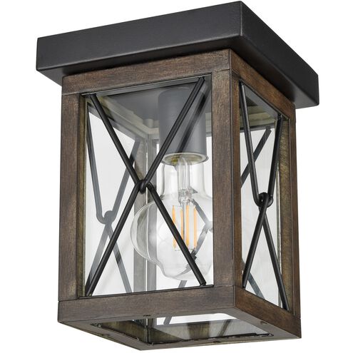 County Fair 1 Light 6.75 inch Black and Ironwood on Metal Outdoor Flush Mount