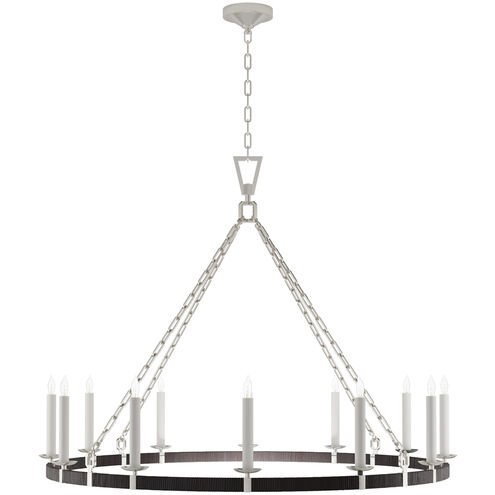 Chapman & Myers Darlana5 LED 50 inch Polished Nickel and Black Rattan Ring Chandelier Ceiling Light, XL