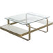 Winnipeg 48 X 30 inch Forged Champagne and Ivory Marble with Tempered Glass Coffee Table