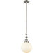 Franklin Restoration Beacon LED 8 inch Brushed Satin Nickel Mini Pendant Ceiling Light in Matte White, Franklin Restoration