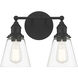 Barwell 2 Light 15 inch Coal Black Bath Vanity Light Wall Light