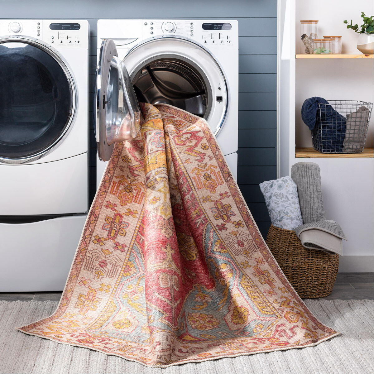 Amelie 144 X 106 inch Bright Pink; Multicolored Washable Rug