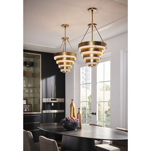 Lisa McDennon Echelon 4 Light 18 inch Heritage Brass Indoor Chandelier Ceiling Light