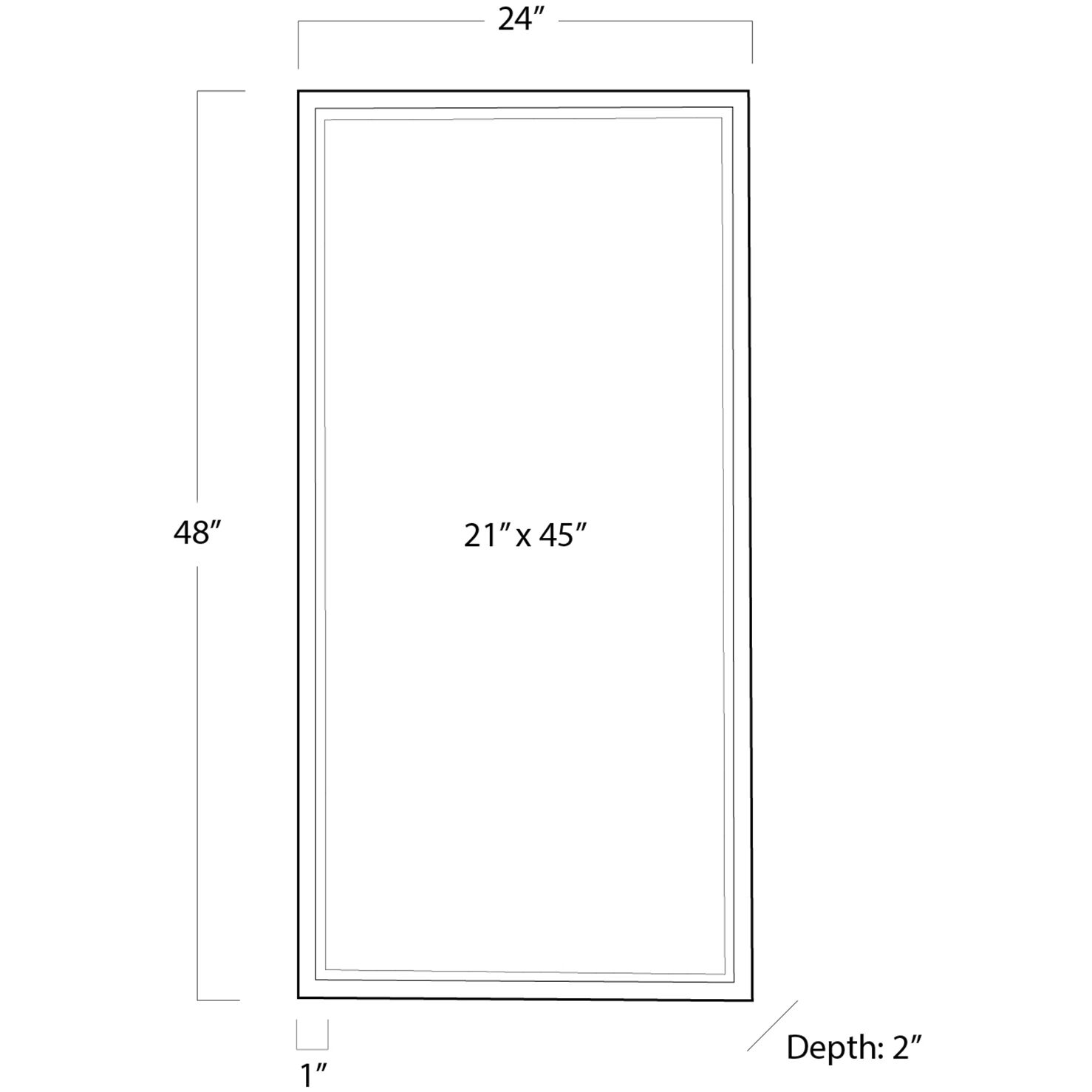 Rectangle 48 X 24 inch Natural Brass Mirror, Rectangle