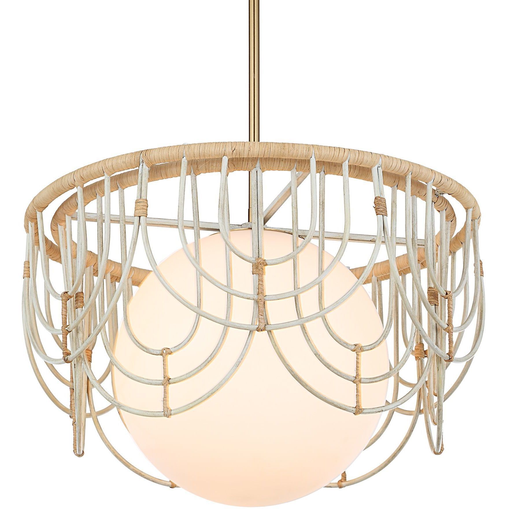 Arches 1 Light 20 inch Warm White and Natural Rattan Pendant Ceiling Light