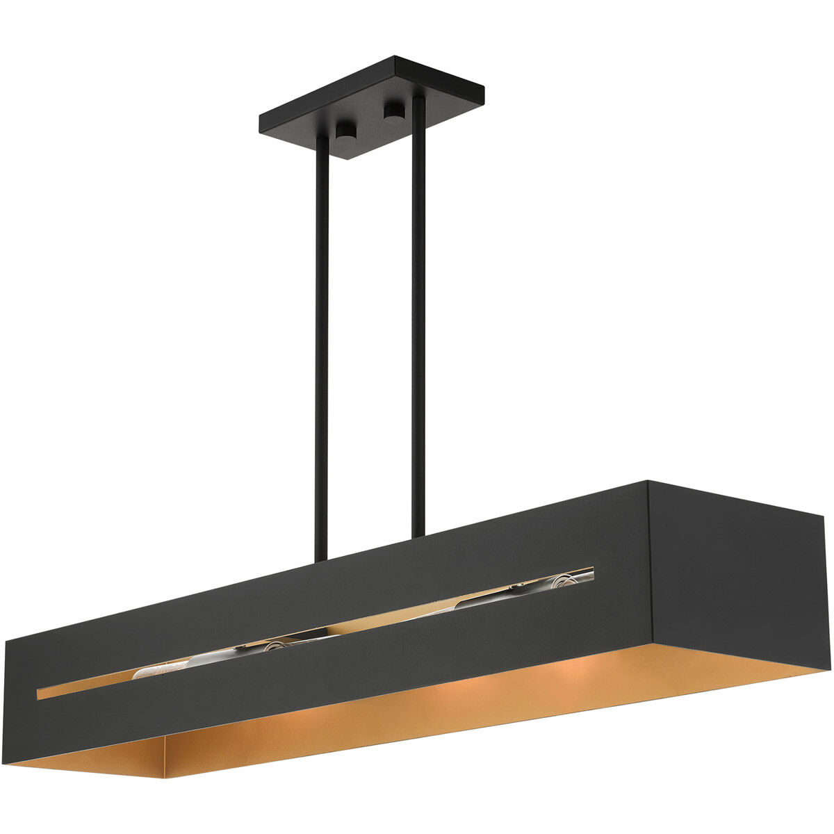 Soma 4 Light 36 inch Textured Black with Brushed Nickel Accents Linear Chandelier Ceiling Light