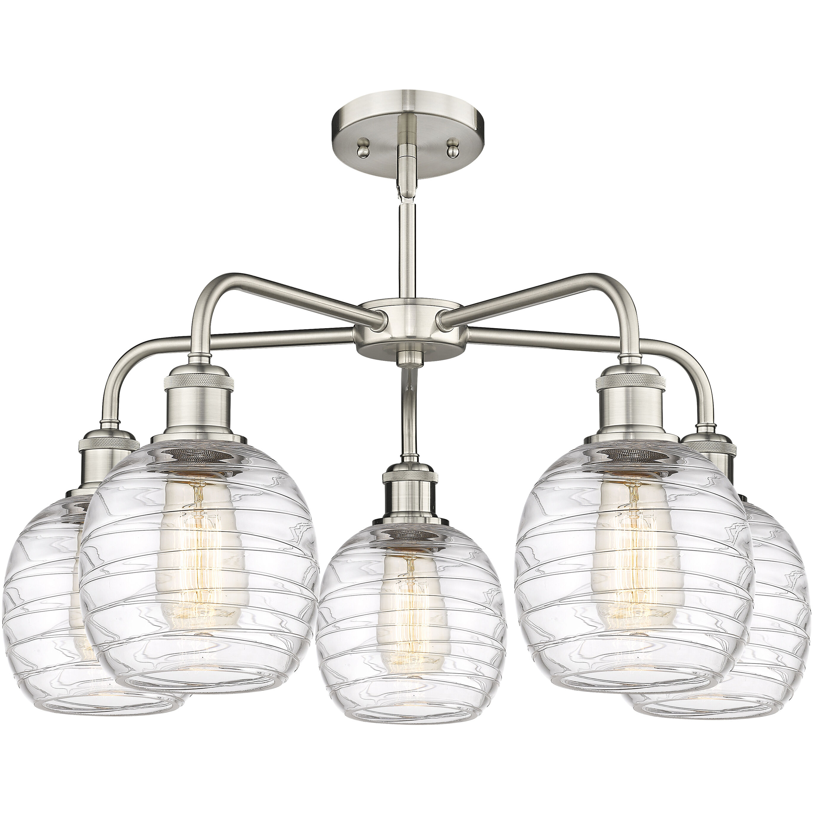 Belfast 5 Light 24 inch Satin Nickel Chandelier Ceiling Light in Deco Swirl