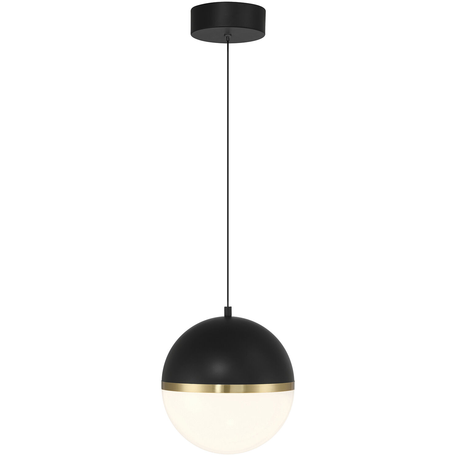 Unity LED 10 inch Black and Antique Brushed Brass and Opal Pendant Ceiling Light