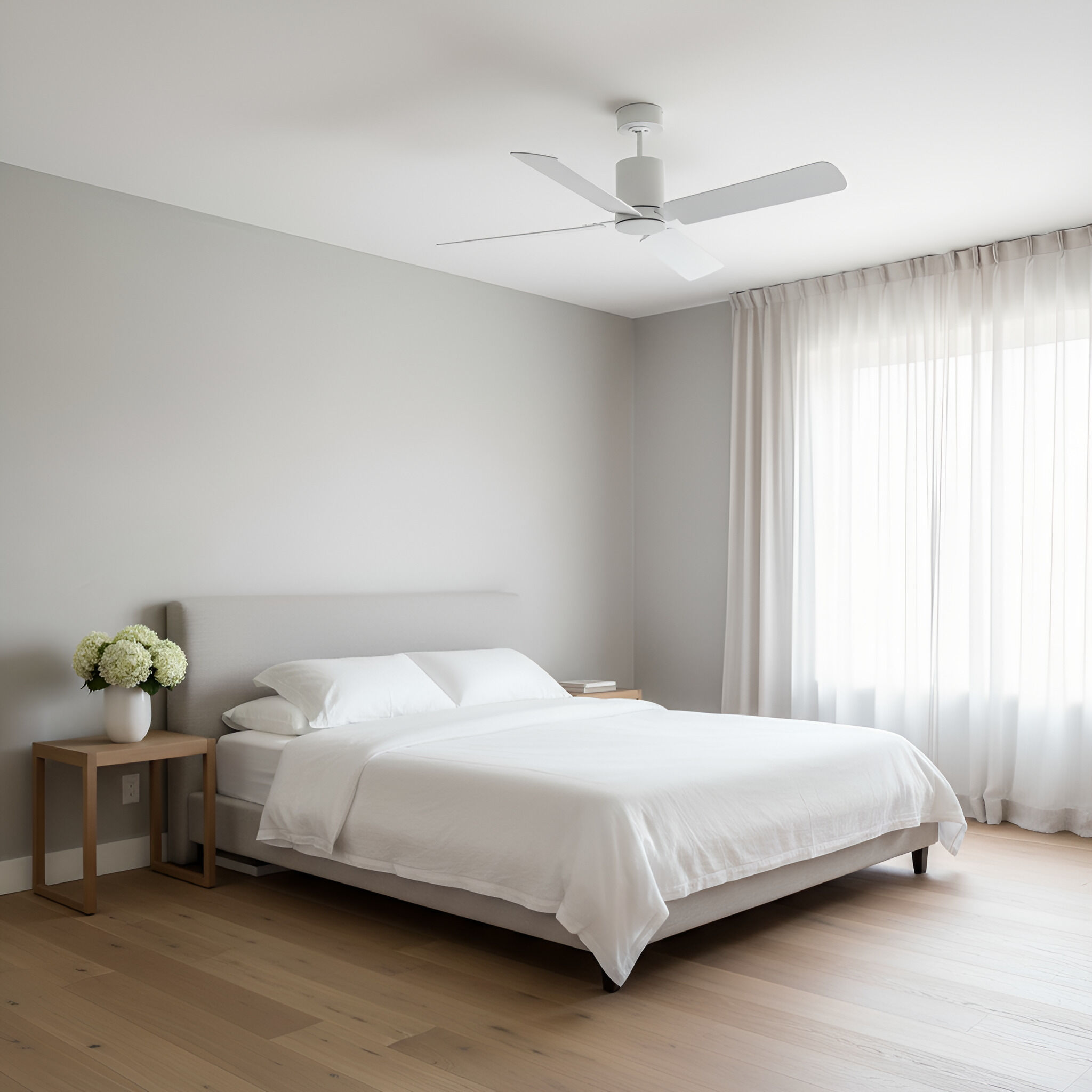 Cleancut 54 inch Matte White with Matte White ABS Blades Indoor/Outdoor Smart Ceiling Fan