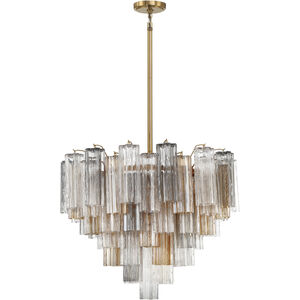 Addis 12 Light 26.75 inch Aged Brass Chandelier Ceiling Light in Tronchi Glass Autumn