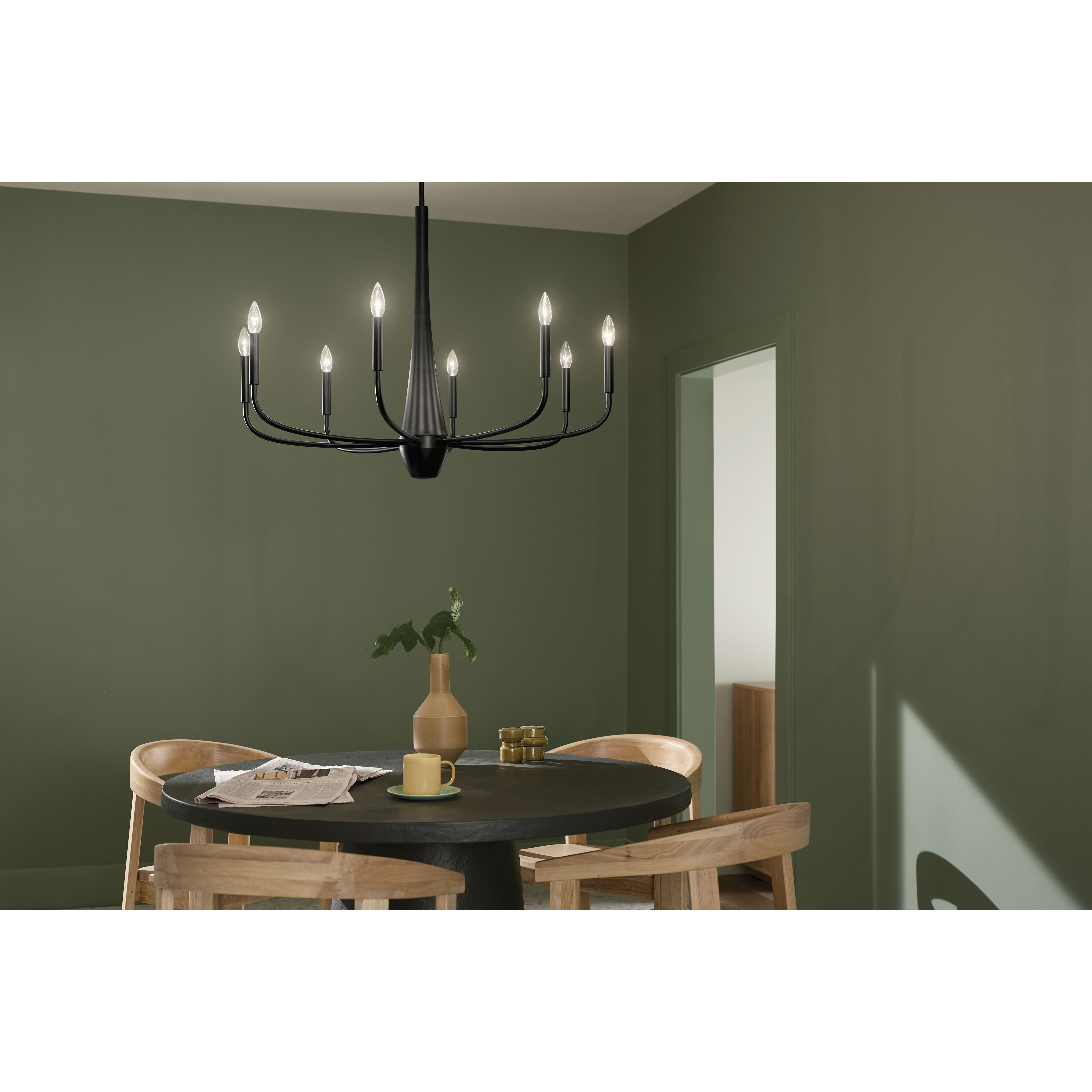 Deela LED 36 inch Black Chandelier Ceiling Light