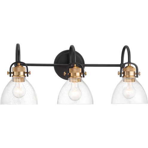 Monico 3 Light 26 inch Painted Bronze/Natural Brush Bath Light Wall Light