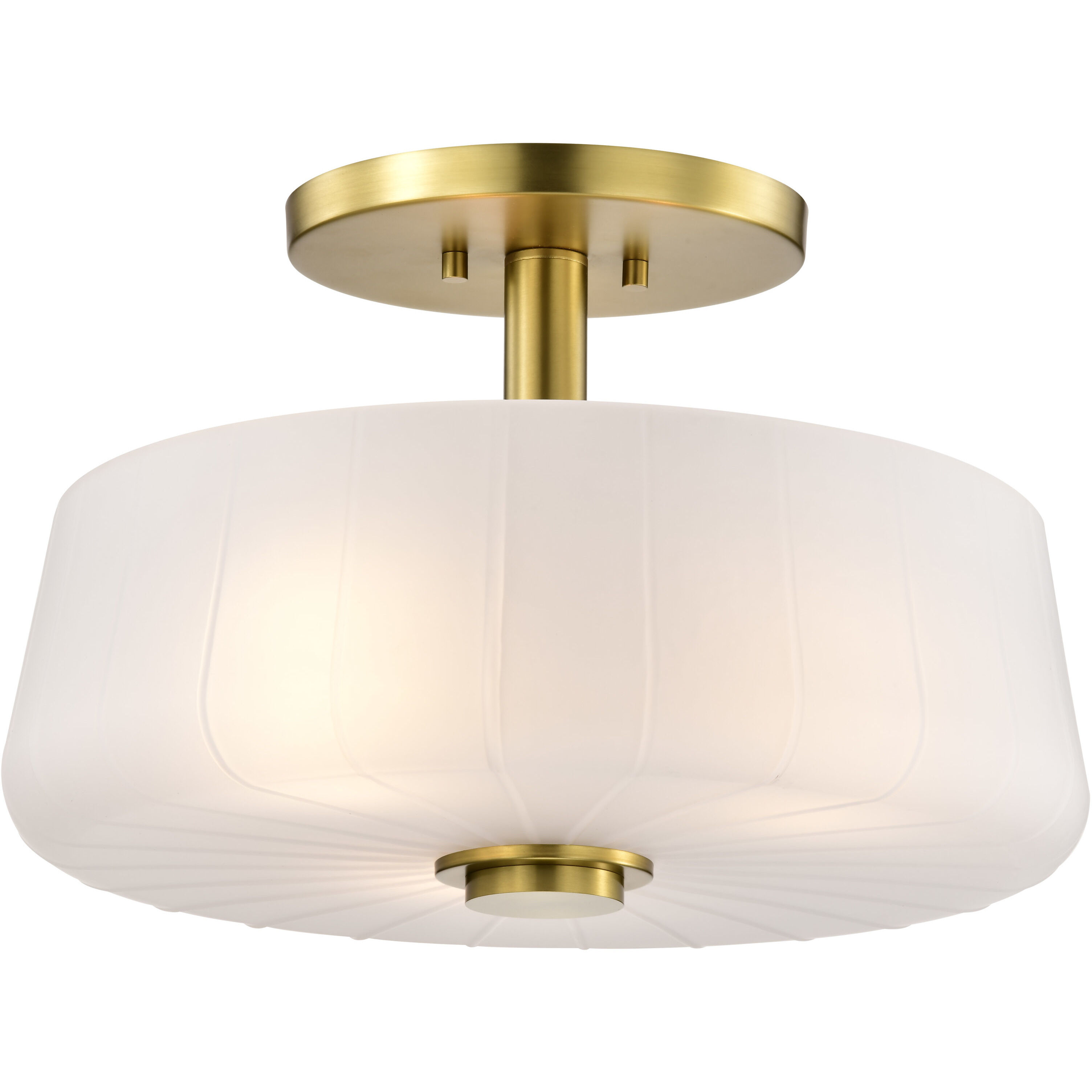 Lune 16 inch Vintage Brass Semi Flush Mount Ceiling Light
