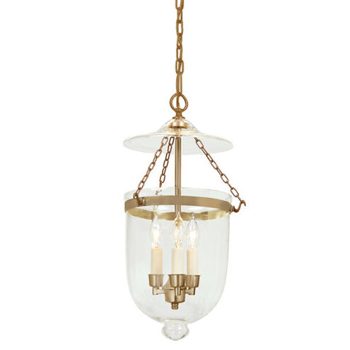 Hundi 3 Light 11 inch Rubbed Brass Bell Jar Pendant Ceiling Light