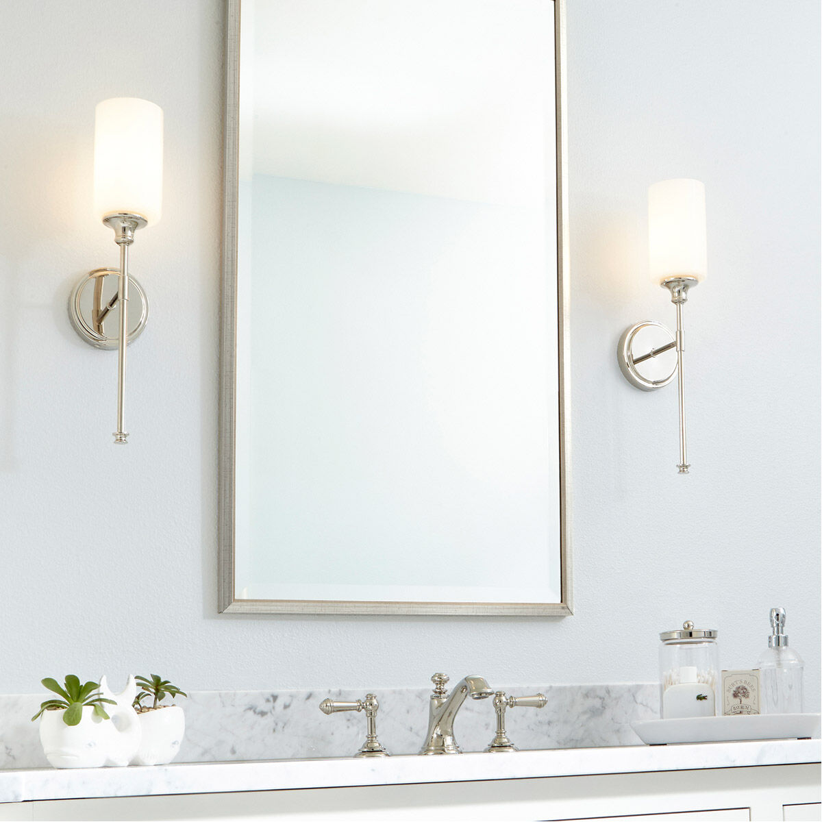 Celeste Wall Mount Wall Light in Polished Nickel, Opal