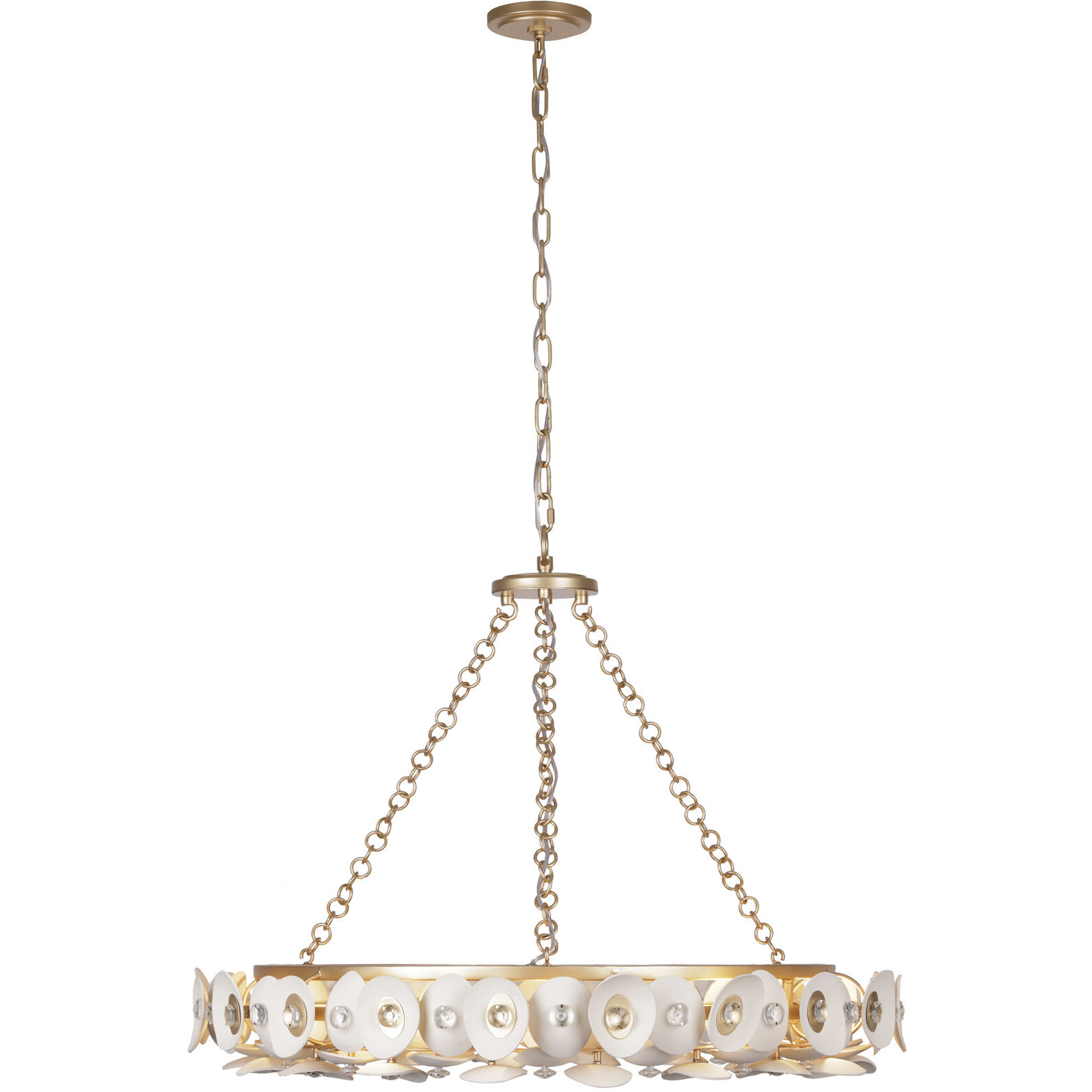 Niu 10 Light 34.5 inch Coconut Shell Gold / Coconut Shell White Pendant Ceiling Light