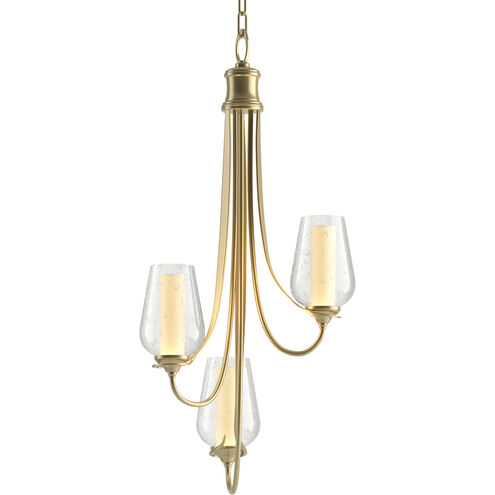 Flora 3 Light 15.8 inch Modern Brass Chandelier Ceiling Light in Seeded with Opal
