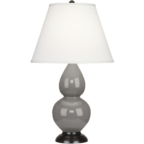Small Double Gourd 22.75 inch 150.00 watt Smokey Taupe Glazed Ceramic Accent Lamp Portable Light in Smoky Taupe, Pearl Dupioni