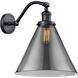 Franklin Restoration X-Large Cone 1 Light 12 inch Matte Black Sconce Wall Light in Plated Smoke Glass, Franklin Restoration
