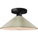 Radiance 1 Light 11.75 inch Celadon Green Crackle and Matte Black Semi Flush Ceiling Light