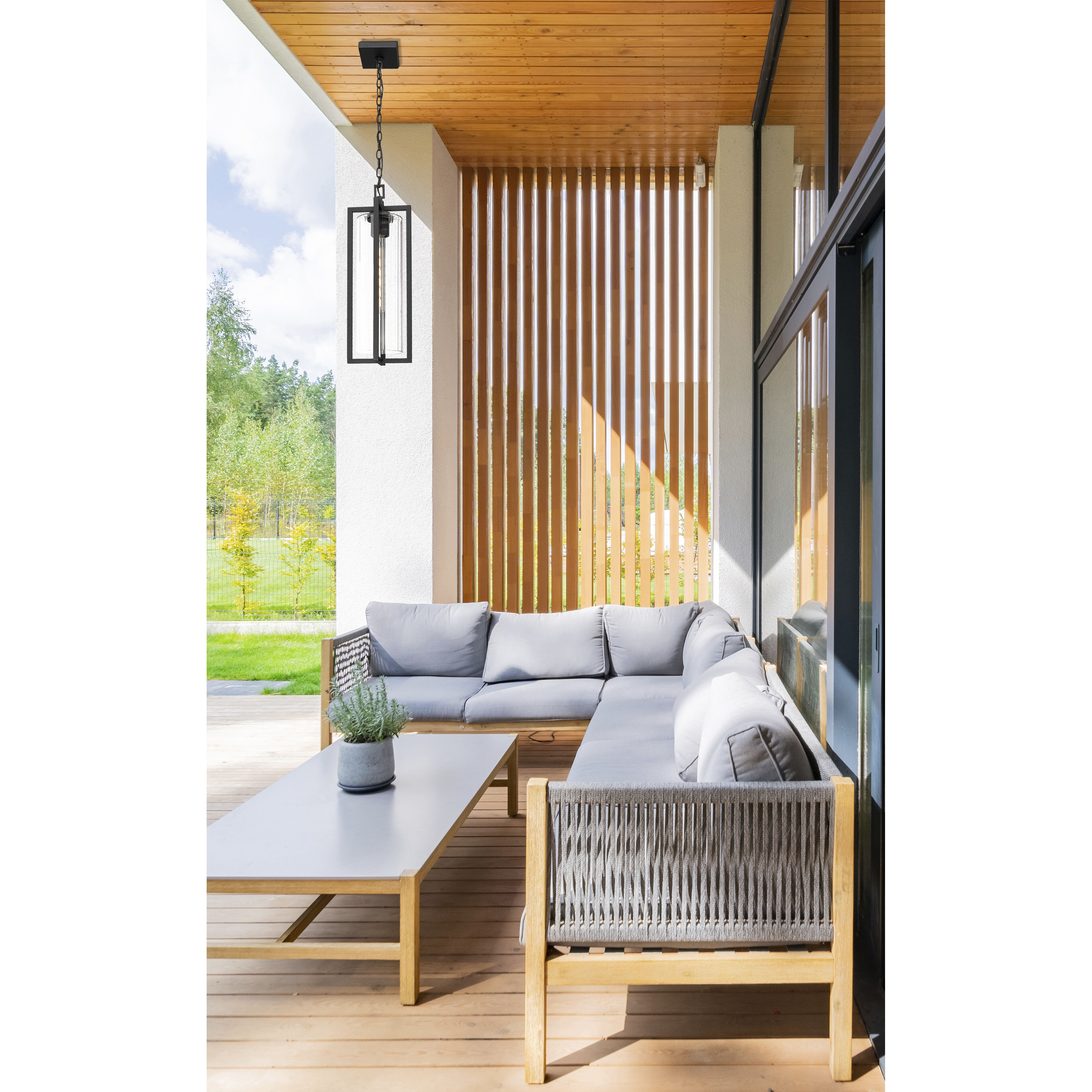 Aura 1 Light 8 inch Black Outdoor Chain Mount Ceiling Fixture in G9