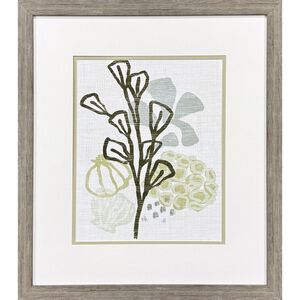 Coral Blockprint Green and Gray and Neutral Framed Art