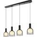 Juna 4 Light 44.1 inch Black and Volcanic Black Travertine Linear Island Pendant Ceiling Light