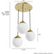 Hepburn 3 Light 12.75 inch Modern Brass Round Cluster Pendant Ceiling Light, Large