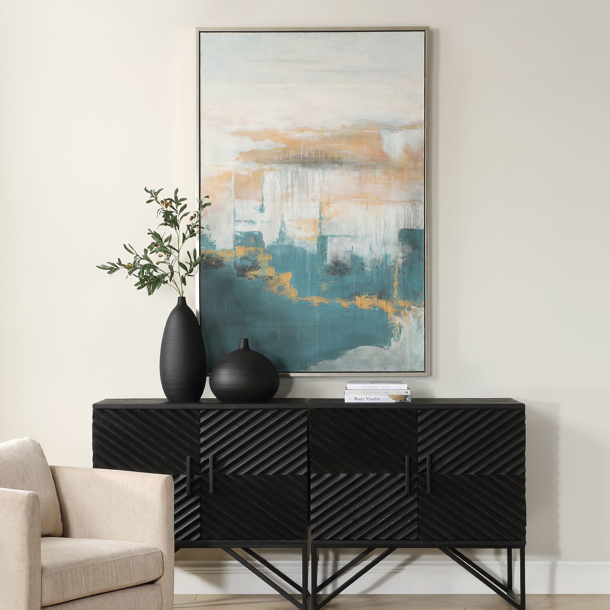 Eastside Blue and Greena nd Beige and Orange Abstract Coastal Art