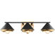 Velax 3 Light 25.38 inch Matte Black Wall Sconce Wall Light in Matte Black and Aged Gold Brass