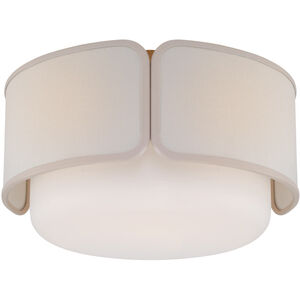 kate spade new york Eyre Flush Mount Ceiling Light in Linen with Cream Trim, Soft Brass and Soft White Glass, Medium